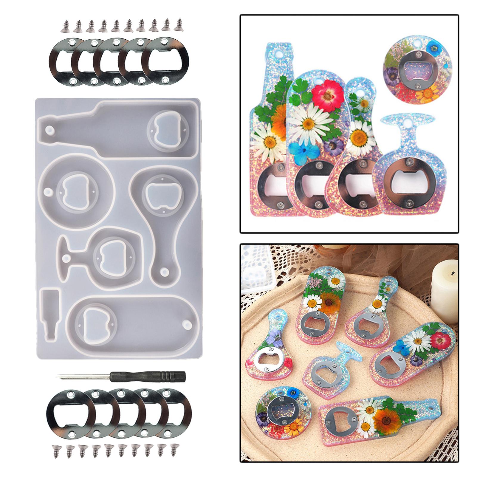 Resin Art A Keychain - DIYコルクスクリュークリスタルレジンキット エポキシミラー アクセサリー付き アートクラフト用 ワインコルクスクリュー エポキシ