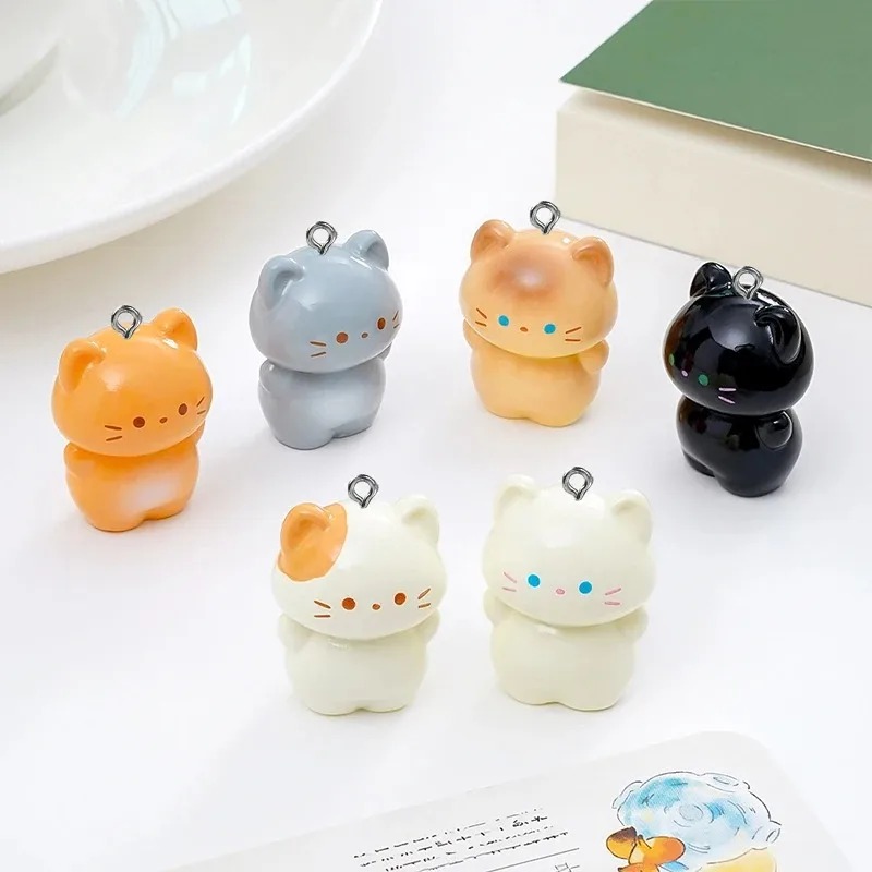 Resin Art Box - 10個入り スイート3D立体子猫レジンチャーム 漫画風シャム猫アニマルペンダント DIYイヤリング、キーホルダー、ジュエリー製作用