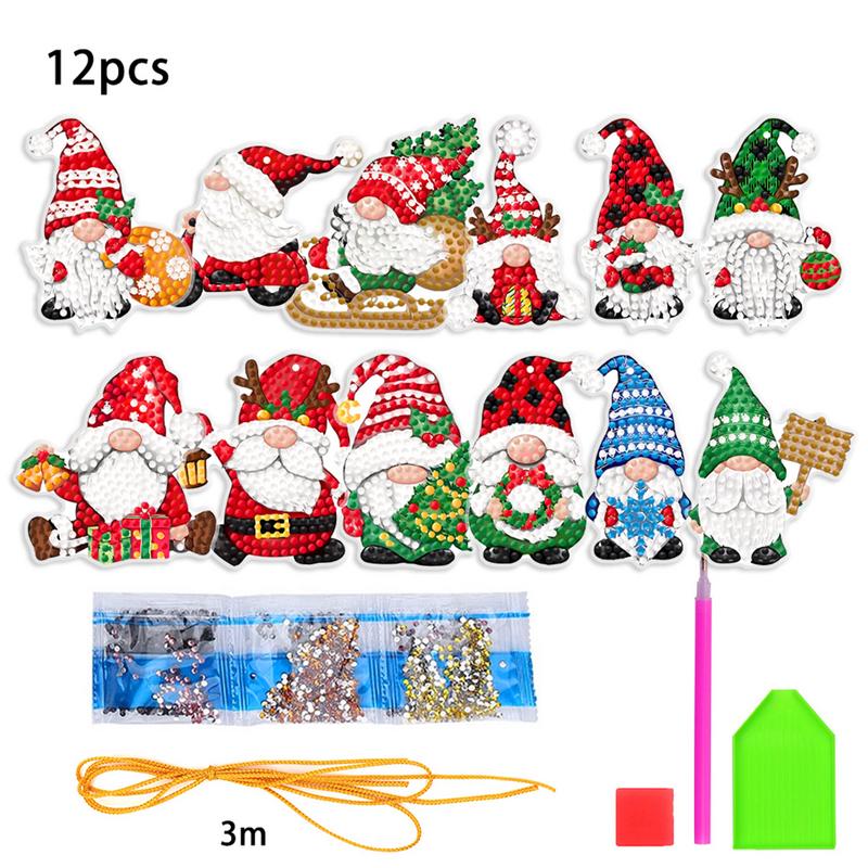Resin Art A Keychain - クリスマスアートペインティングペンダント、5Dオーナメントキット、樹脂素材、クリスマスツリー用装飾ツール、キーホルダー
