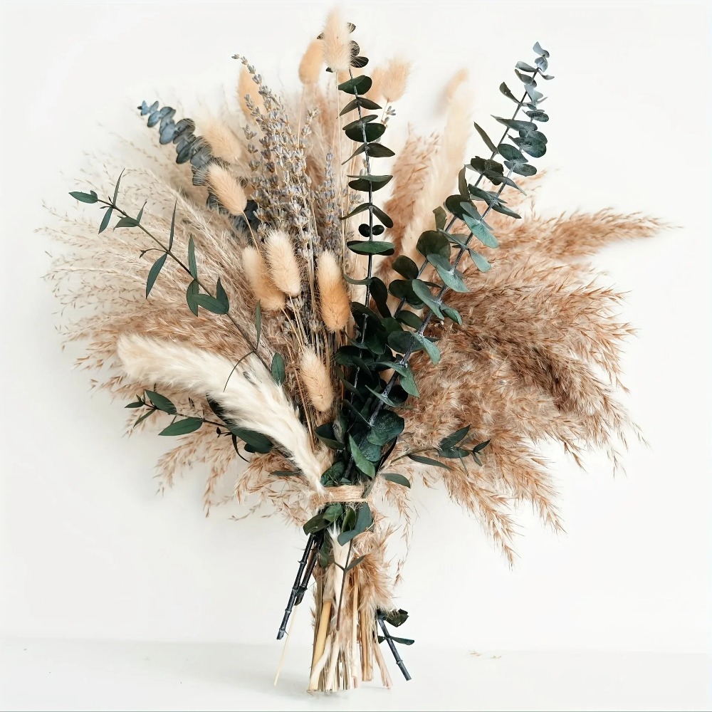 Dried Flower Pressed - 80 個のナチュラルドライフラワーブーケ家の装飾ススキ葦草ウサギの尾ブーケ自由奔放に生きるホームアレンジメント