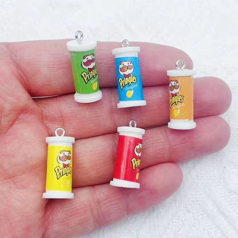 Resin Art Pendant - 10個入り シミュレーション3Dバケツ型ポテトチップススナック樹脂ペンダント DIYジュエリーアクセサリー イヤリング キーホルダー ヘアアクセサリー