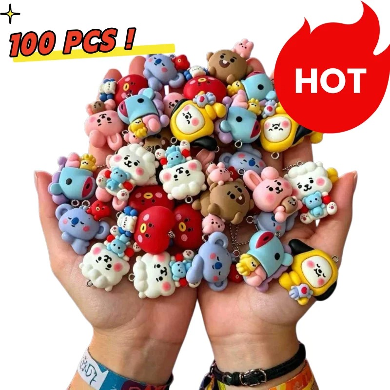 Resin Art Pendant - 7 個 BT21 樹脂漫画チャーム DIY アクセサリークラフト用品ジュエリー作成用イヤリングネックレスブレスレットペンダント電話デコ