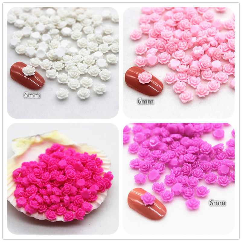 Resin Art Of Rose - ミニローズレジンカボション,100個,6mm,フラワーフラットバック,日曜大工,スクラップブッキング,手工芸品,ネイルアートの装飾