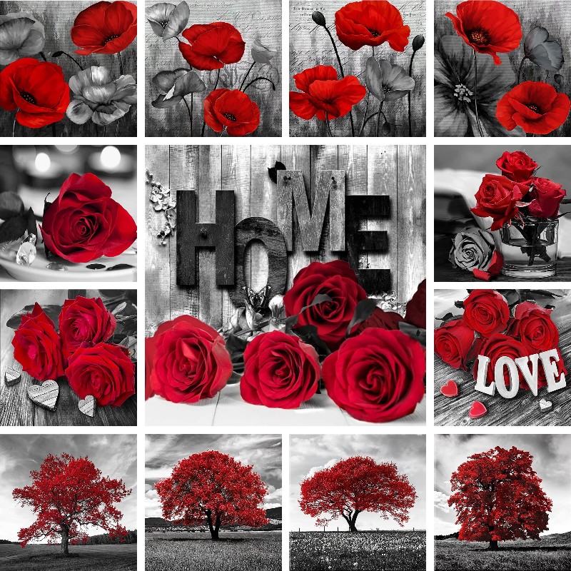 Resin Art Of Rose - 木の風景の形をしたダイヤモンドの絵,花の花輪,自分でできる,正方形のダイヤモンドの絵,クロスステッチの装飾,黒