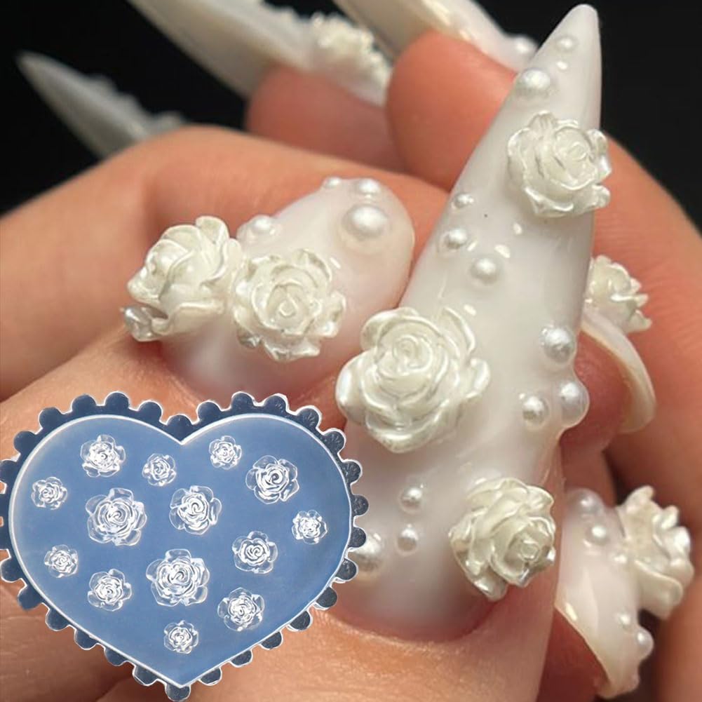 Resin Art Template - 3D 花ネイルモールドシリコーンネイルツールローズ椿花ネイルチャーム樹脂モールドネイルアート彫刻花樹脂アクセサリー