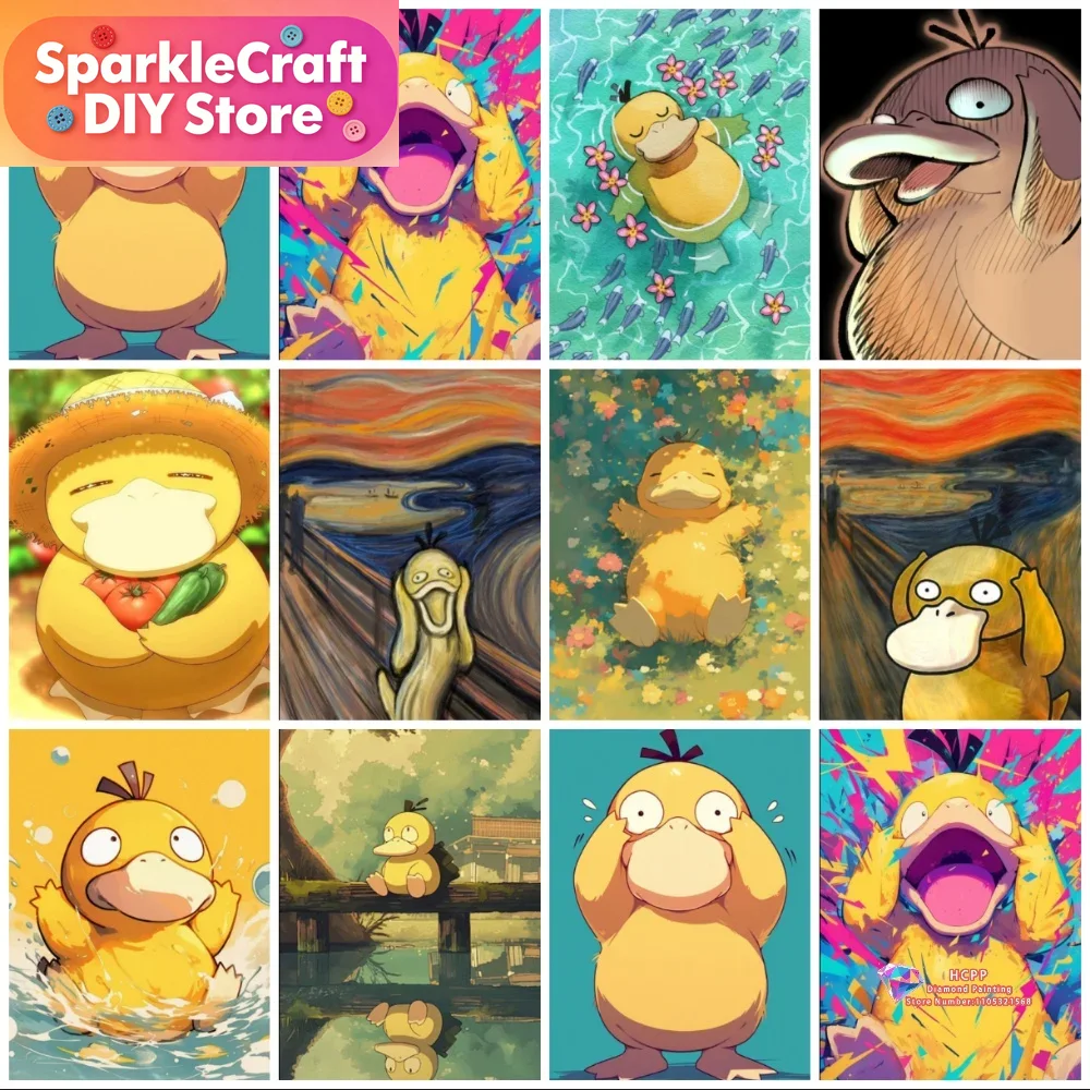 Resin Art Work - 1pc フレームレス Psyduck 漫画 5D ダイヤモンド塗装