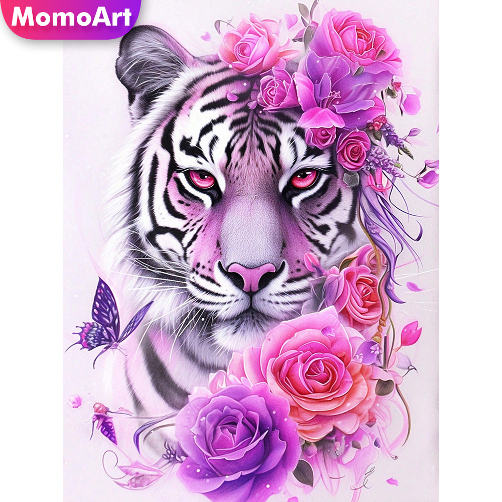Resin Art Of Rose - Momoart 新着ダイヤモンド刺繍タイガー動物ラインストーン絵画ローズ針仕事 DIY モザイク手芸壁アート