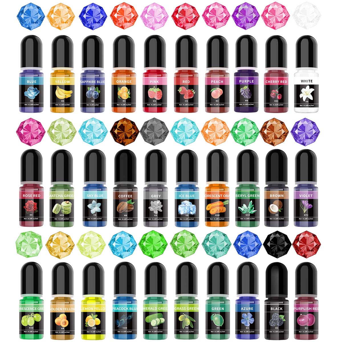Resin Art Acrylic - 5ml/ボトル エポキシ樹脂顔料 液体着色剤 染料 ユニバーサルエポキシ樹脂顔料 UV