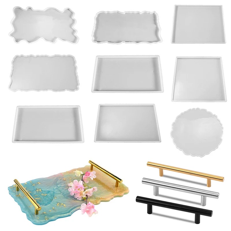 Resin Art Mold - トレイエポキシ樹脂シリコンモールドDIY大型長方形ティープレートコースター樹脂モールド家の装飾クラフト製作アート用品