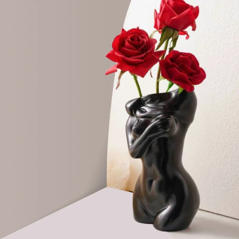 Resin Art Instagram - 女性のボディ彫刻,樹脂製の花瓶,セラミックアート,北欧のイングラム,デスクトップの装飾,花の配置,乾燥した花,アート