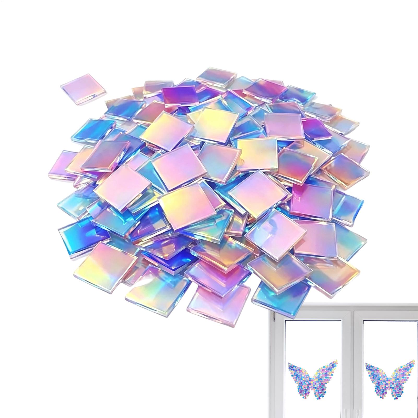 Resin Art Acrylic - ホログラフィックアクリル正方形 100 個カラフルな高透明ホログラフィックカラーアクリルシート女性男性用樹脂モザイクアート