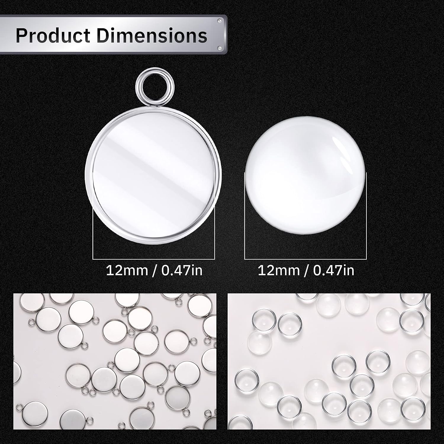 20個のステンレス鋼ラウンドベゼルブランクペンダントトレイ、 - Resin Art Pendant のレビューと価格