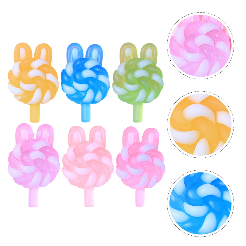 24 個のかわいい漫画ロリポップチャームウサギの形をした光る - Resin Art Pendant のレビューと価格