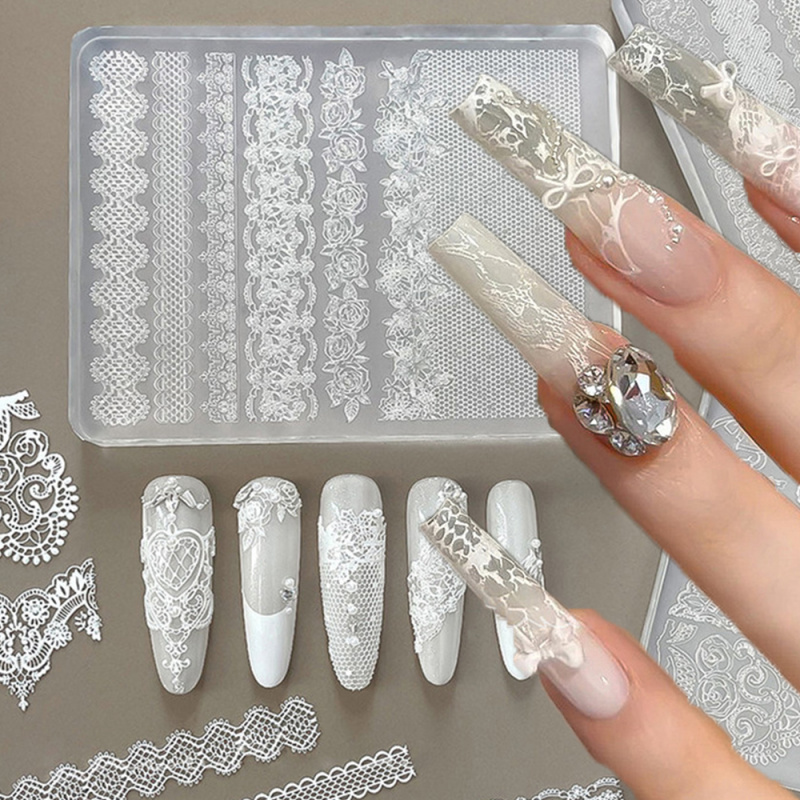 1pc レース 3D シリコーンネイルモールドシリコーンロー - Resin Art Template のレビューと価格