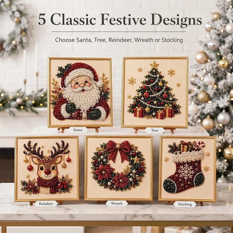 クリスマスパールダイヤモンドペインティングアートセット（フレ - Resin Art Work のレビューと価格