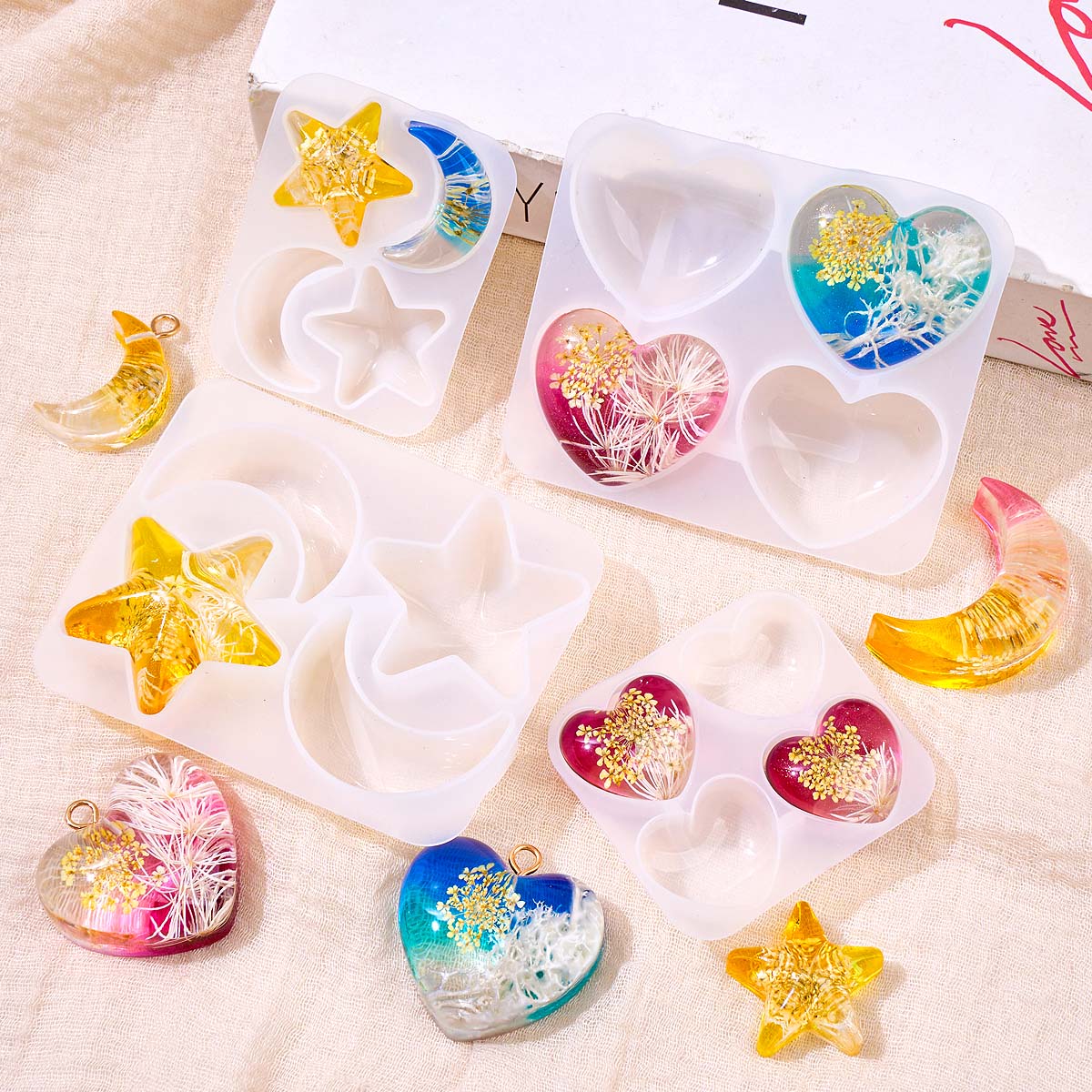 ハートスタームーンペンダントシリコンモールド DIY エポキ - Resin Art Mold のレビューと価格