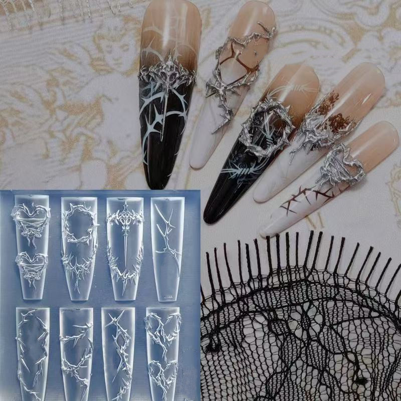 3D とげネイルデザインシリコーン金型彫刻テンプレートアート - Resin Art Template のレビューと価格