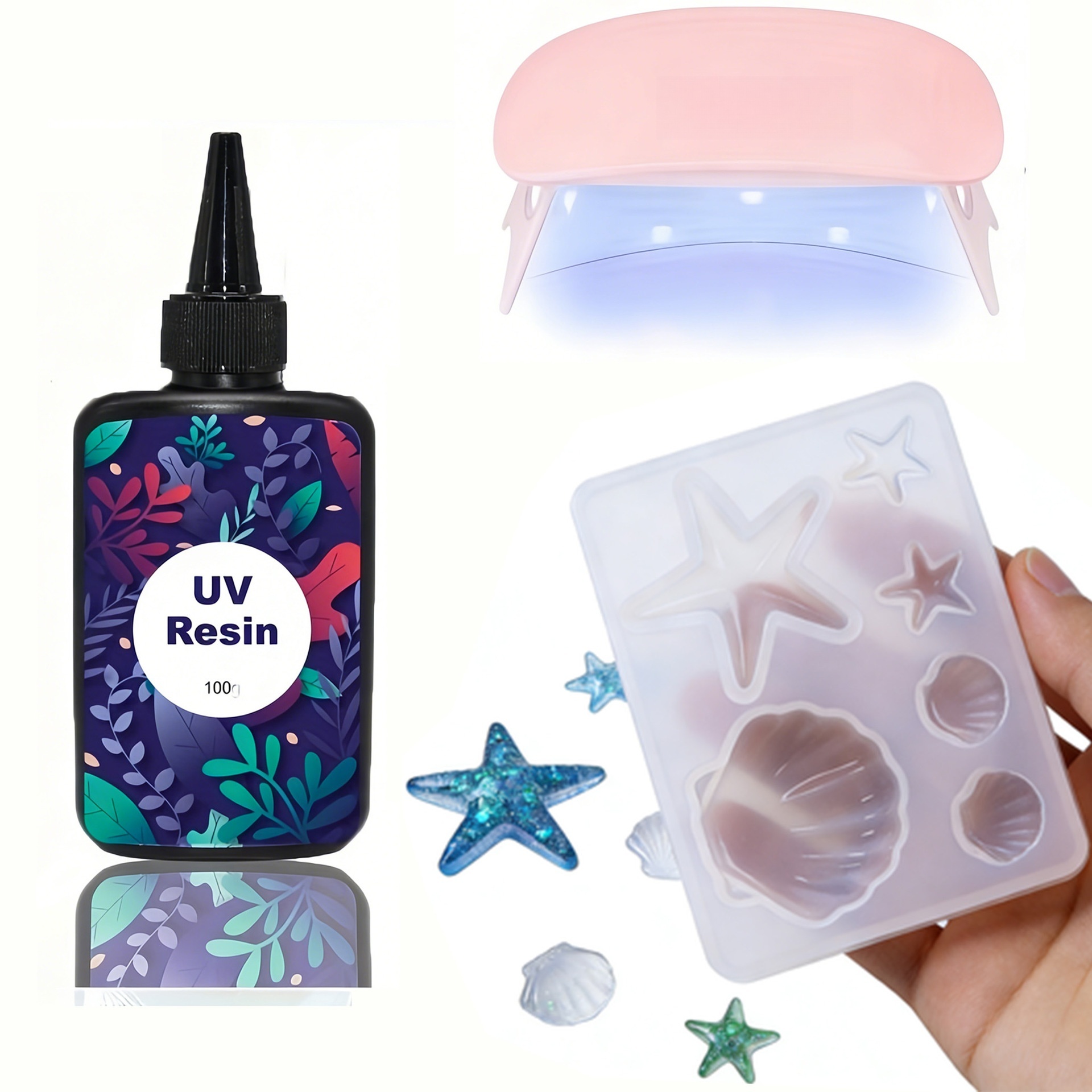 DIY 海洋テーマクリスタルエポキシ樹脂シェルジュエリーペン - Resin Art Acrylic のレビューと価格