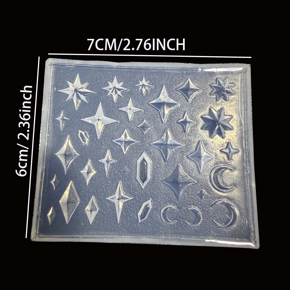 天体の星と月のダイヤモンドシリコンモールド、UVエポキシ樹脂 - Resin Art Template のレビューと価格