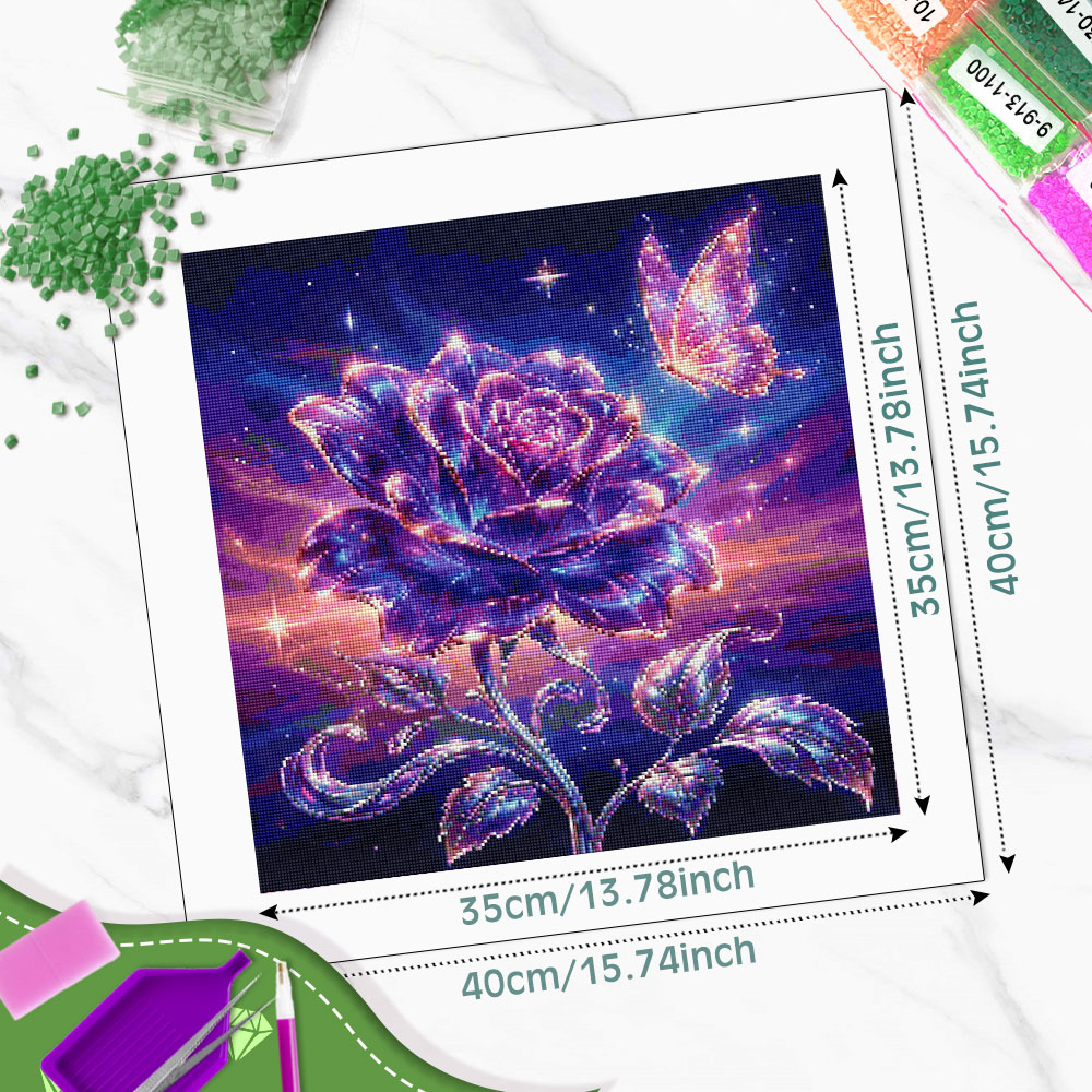 Huacan フルスクエアラウンドダイヤモンド絵画ローズバタ - Resin Art Of Rose のレビューと価格