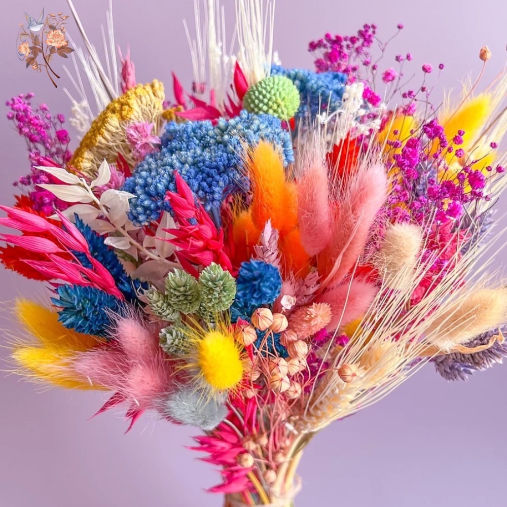 カラフルなドライフラワーウェディングブーケ花嫁用保存パンパス - Dried Flower Pressed のレビューと価格