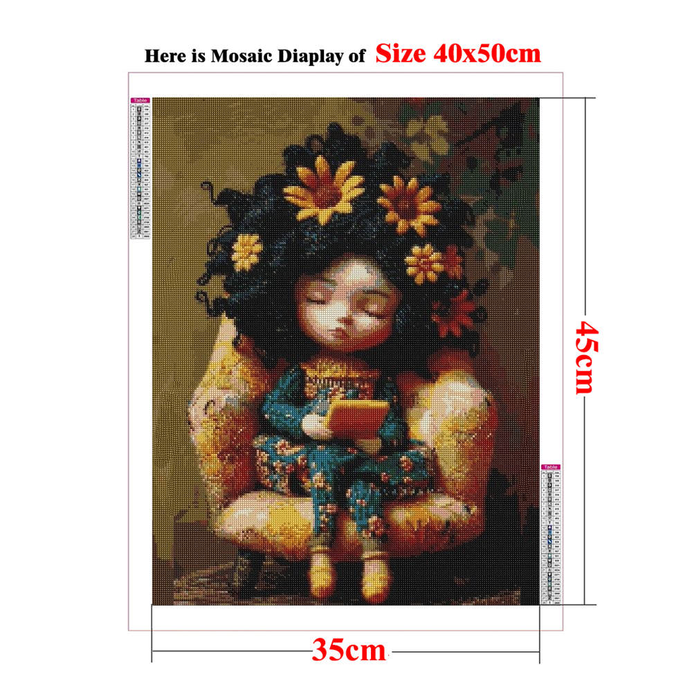 ダイヤモンド塗装モザイクロマンチックな女の子読書壁アート画像 - Resin Art Learning のレビューと価格