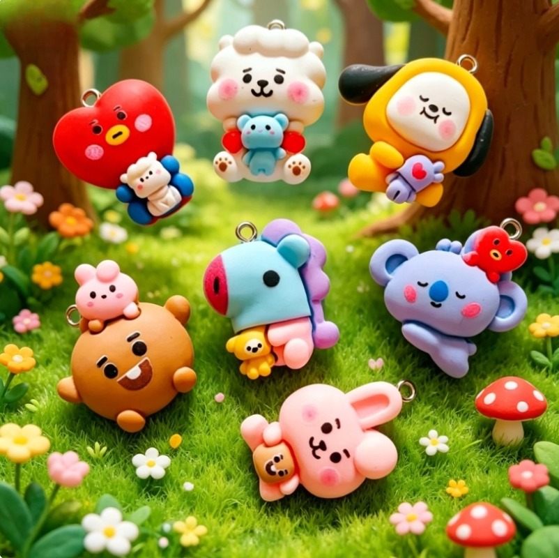 7 個 BT21 樹脂漫画チャーム DIY アクセサリークラ - Resin Art Pendant のレビューと価格