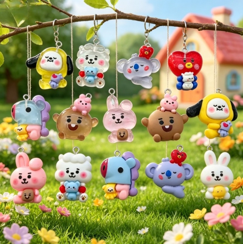 7 個 BT21 樹脂漫画チャーム DIY アクセサリークラ - Resin Art Pendant のレビューと価格