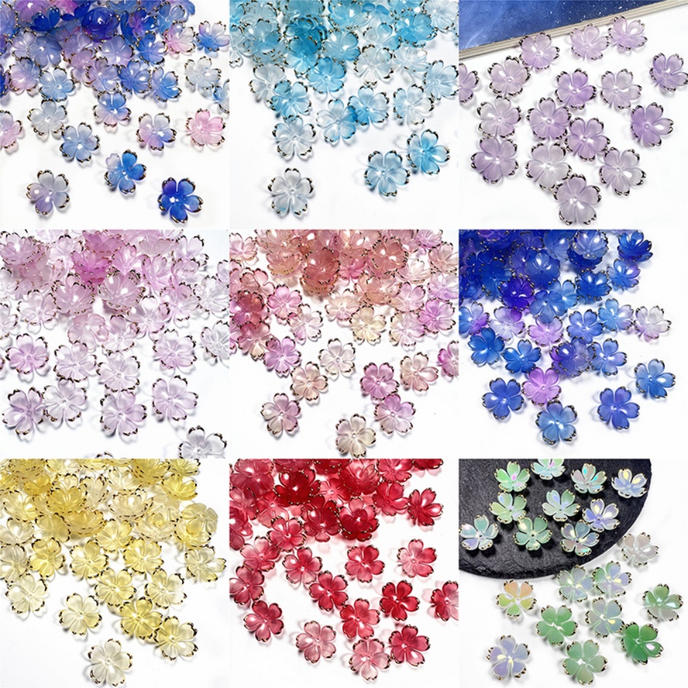 50個/ロット 19mm アクリル製桜の花ビーズ 花びらチャ - Resin Art Box のレビューと価格