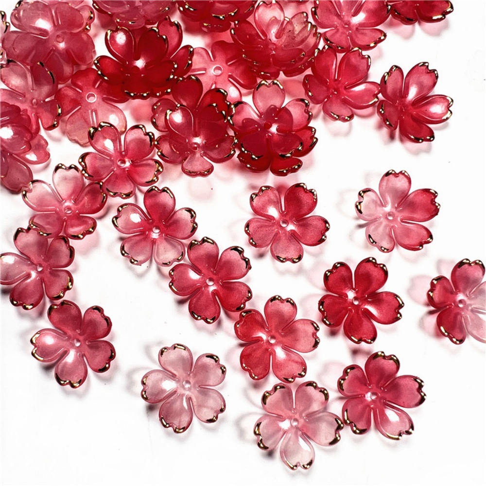 50個/ロット 19mm アクリル製桜の花ビーズ 花びらチャ - Resin Art Box のレビューと価格
