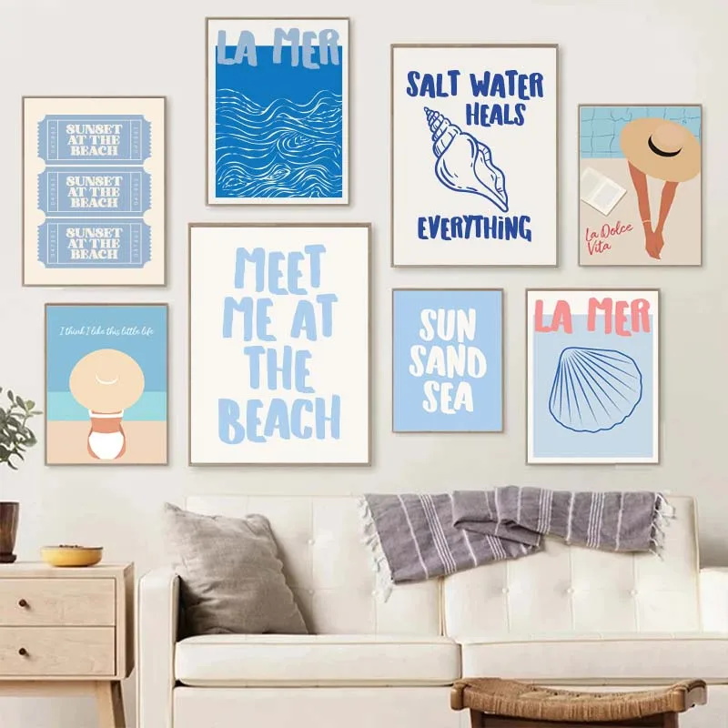 貝殻とビーチで会いましょう ポスター 夏の海 ビキニ 海辺の - Resin Art Quotes のレビューと価格