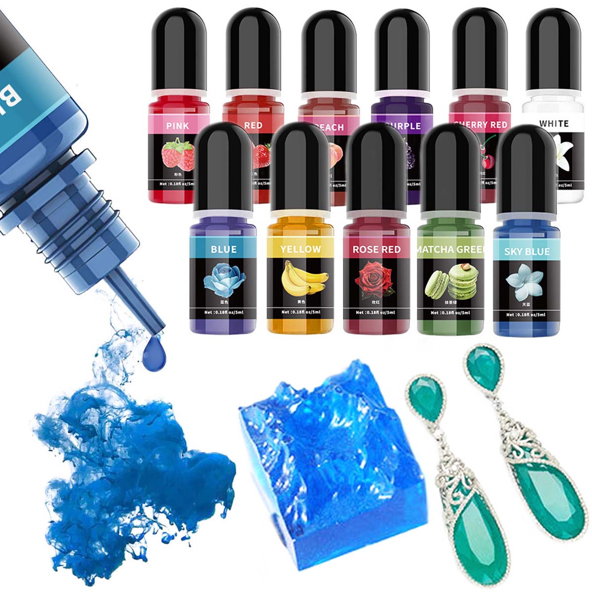 5ml/ボトル エポキシ樹脂顔料 液体着色剤 染料 ユニバー - Resin Art Acrylic のレビューと価格