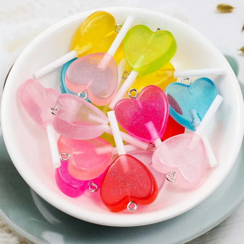 10個入り カワイイキラキラハートロリポップ レジンチャーム - Resin Art Box のレビューと価格